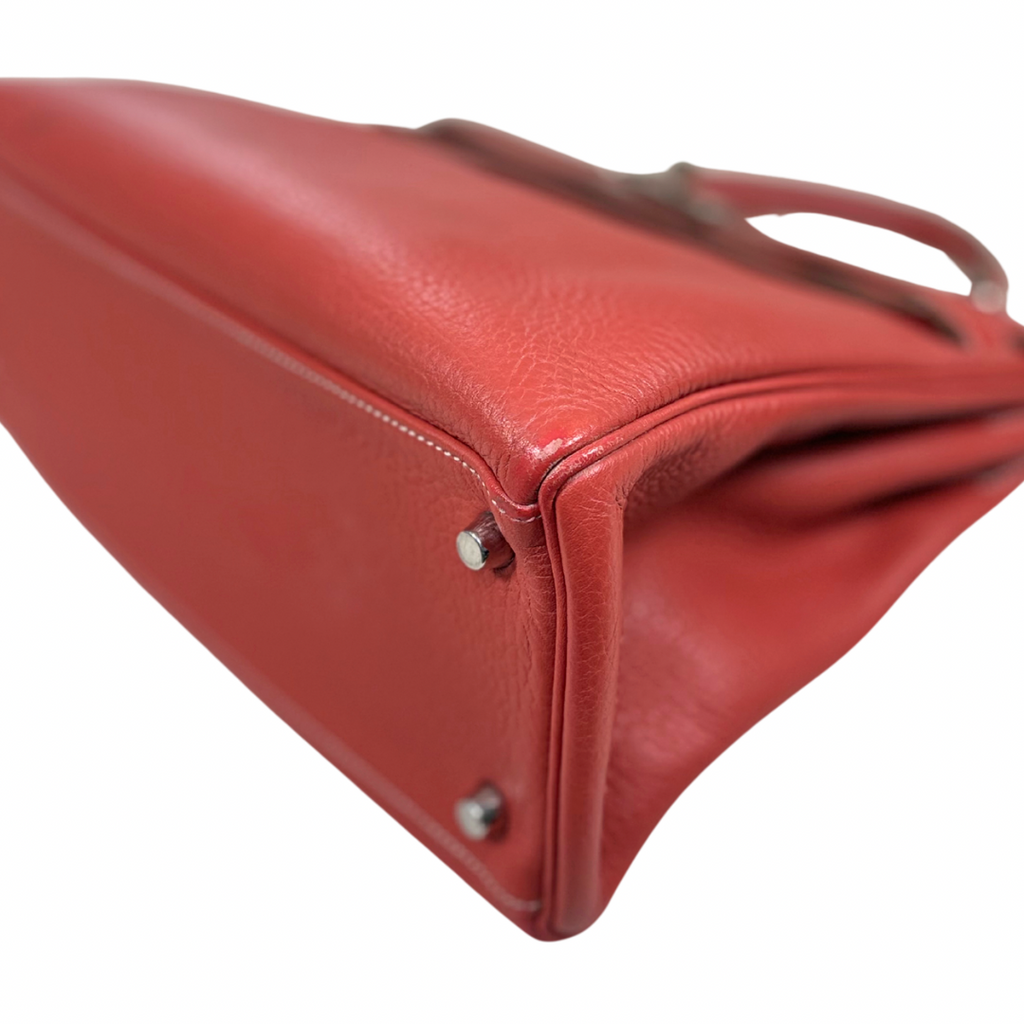 Kelly 32 Handbag Square O Taurillion Clemence Orange Palladium Hardware