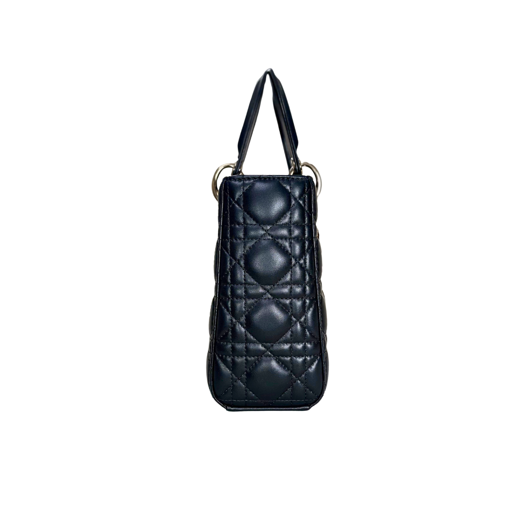 Lady Dior Mini Black Lambskin Leather Gold Hardware