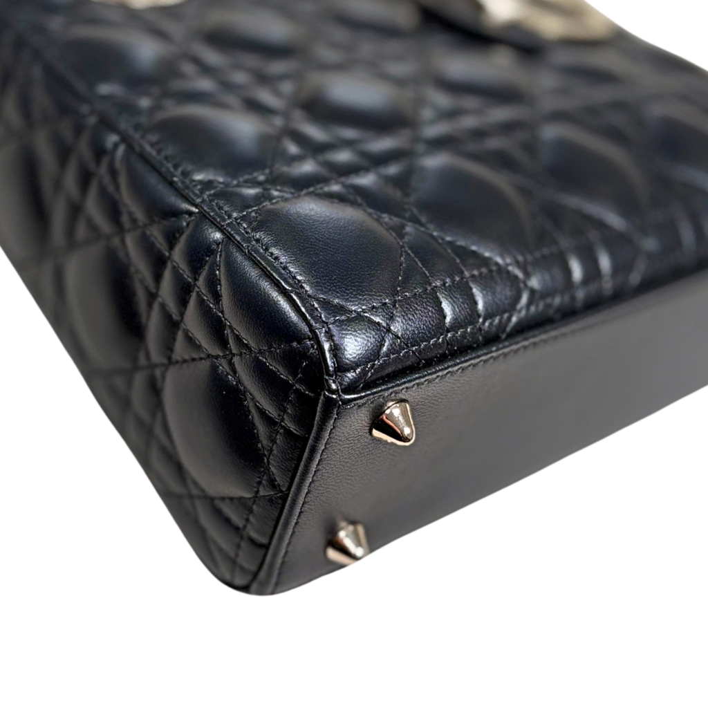 Lady Dior Mini Black Lambskin Leather Gold Hardware