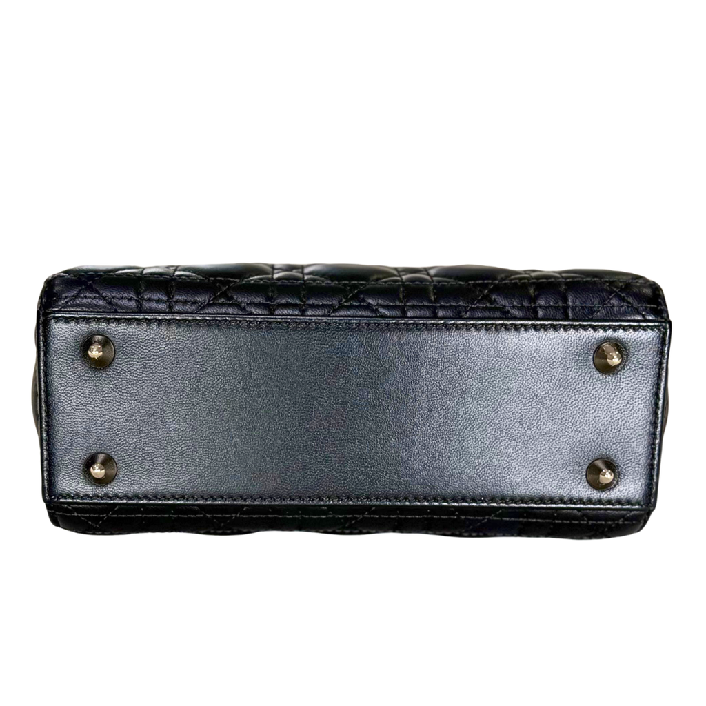 Lady Dior Mini Black Lambskin Leather Gold Hardware