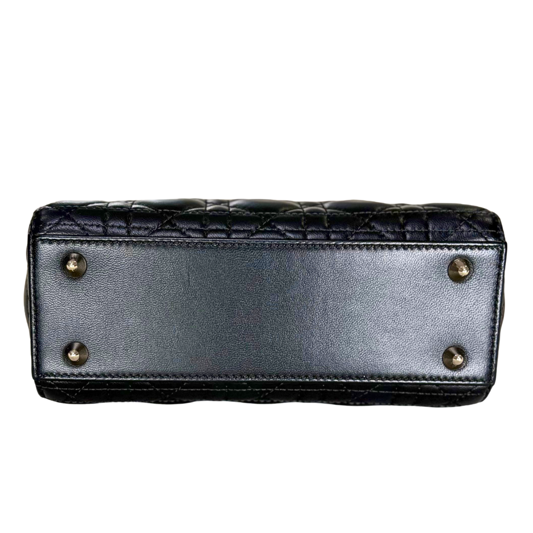 Lady Dior Mini Black Lambskin Leather Gold Hardware