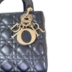 Lady Dior Mini Black Lambskin Leather Gold Hardware