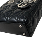 Lady Dior Mini Black Lambskin Leather Silver Hardware