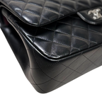 Classic Double Flap Jumbo Black Lambskin Leather Silver Hardware Series 26