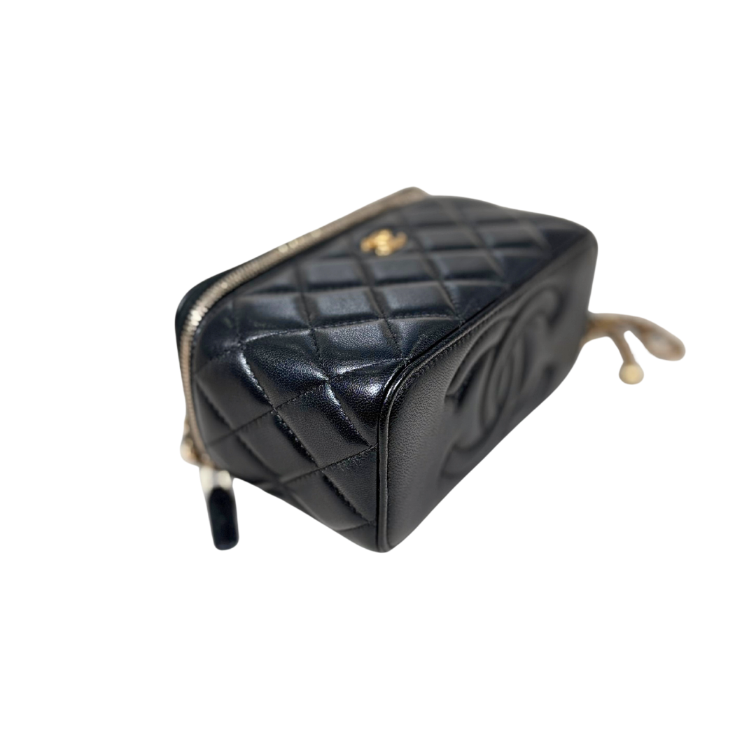 Vanity Case Pearl Crush Lambskin Leather Gold Hardware Microchip