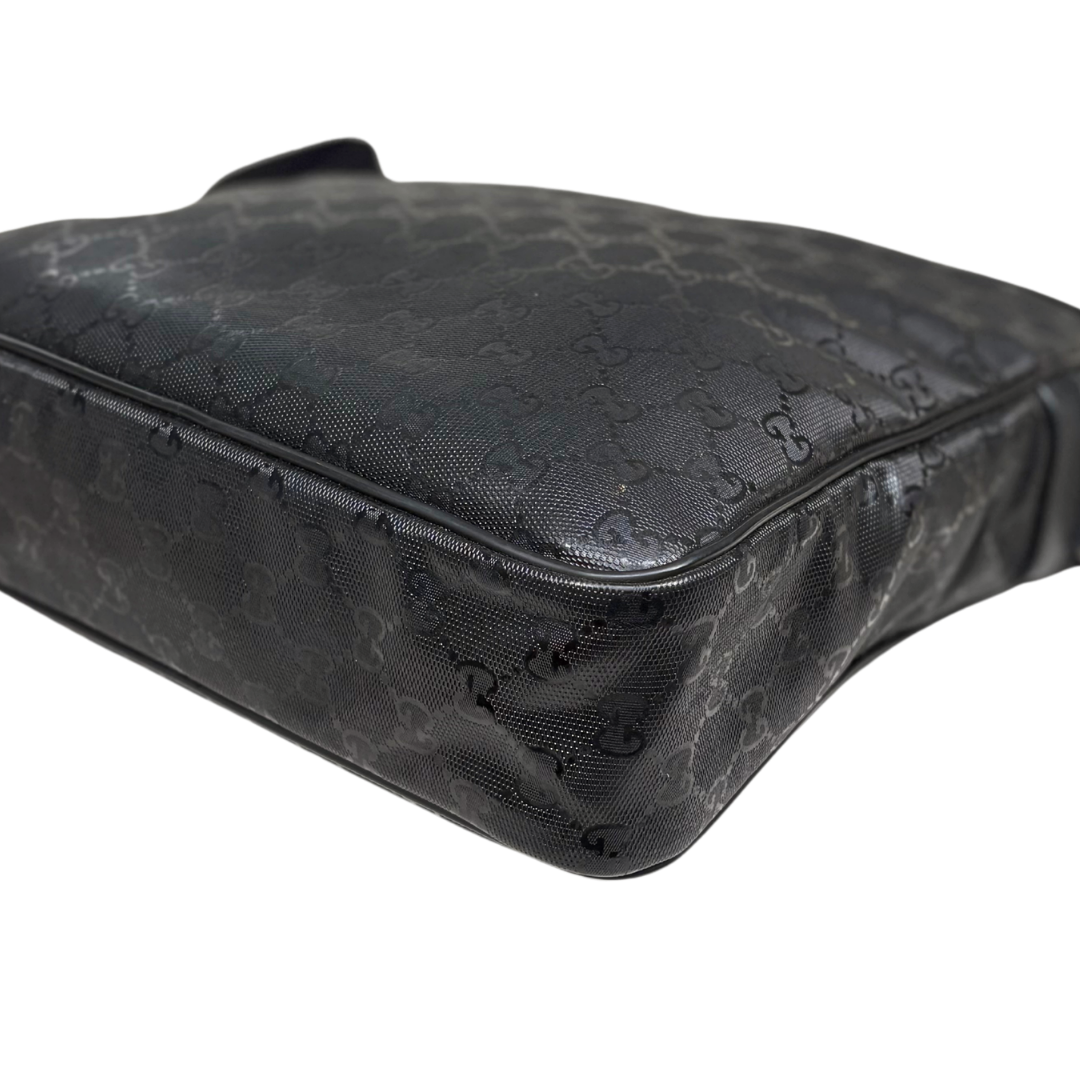Imprime Messenger Bag Black GG Coated Canvas Silver-Tone Hardware