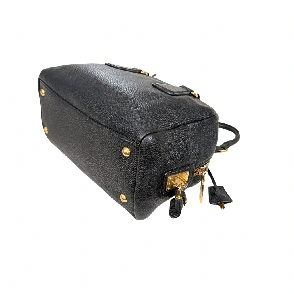 Bauletto Bag Vitello Black Daino Leather Gold Hardware