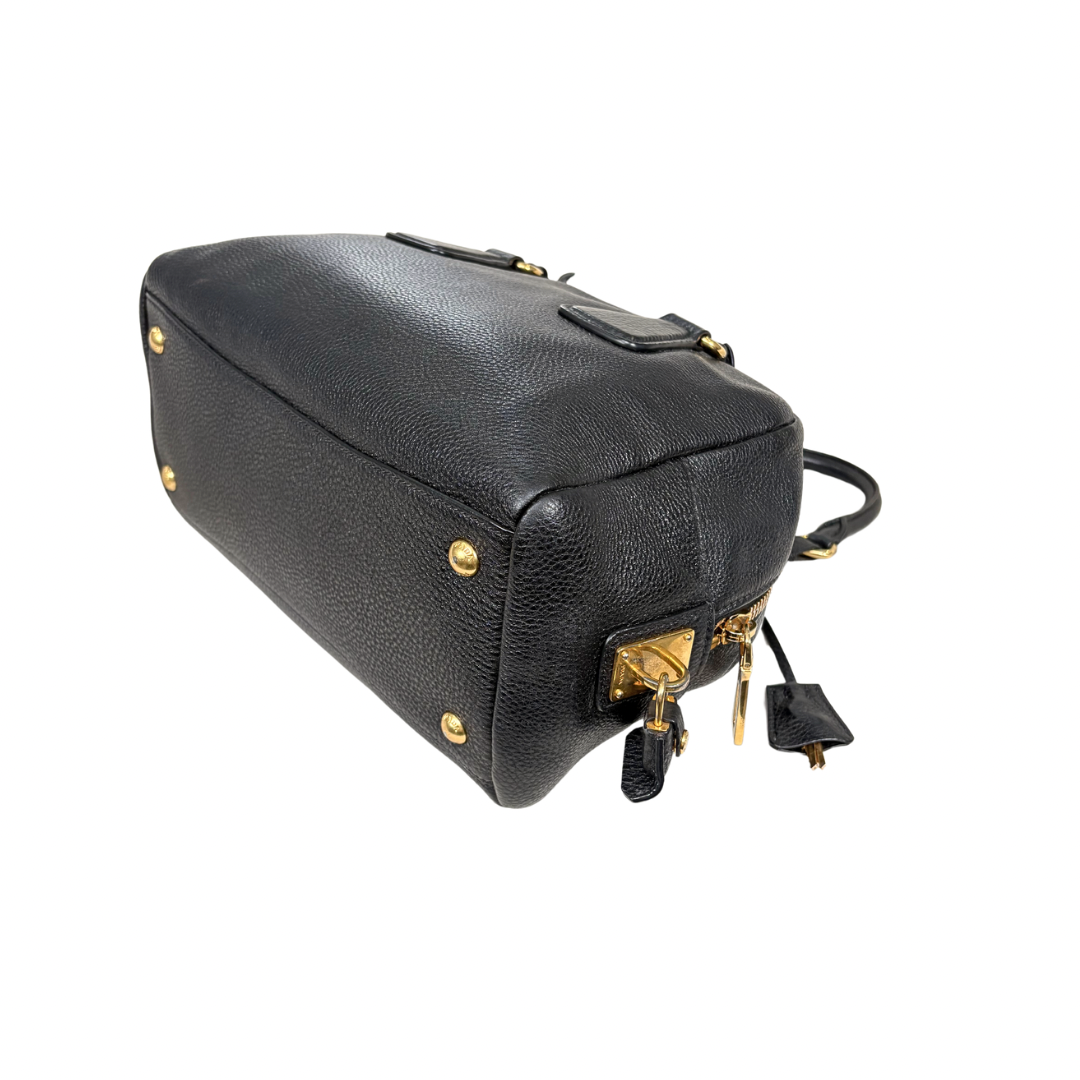 Bauletto Bag Vitello Black Daino Leather Gold Hardware