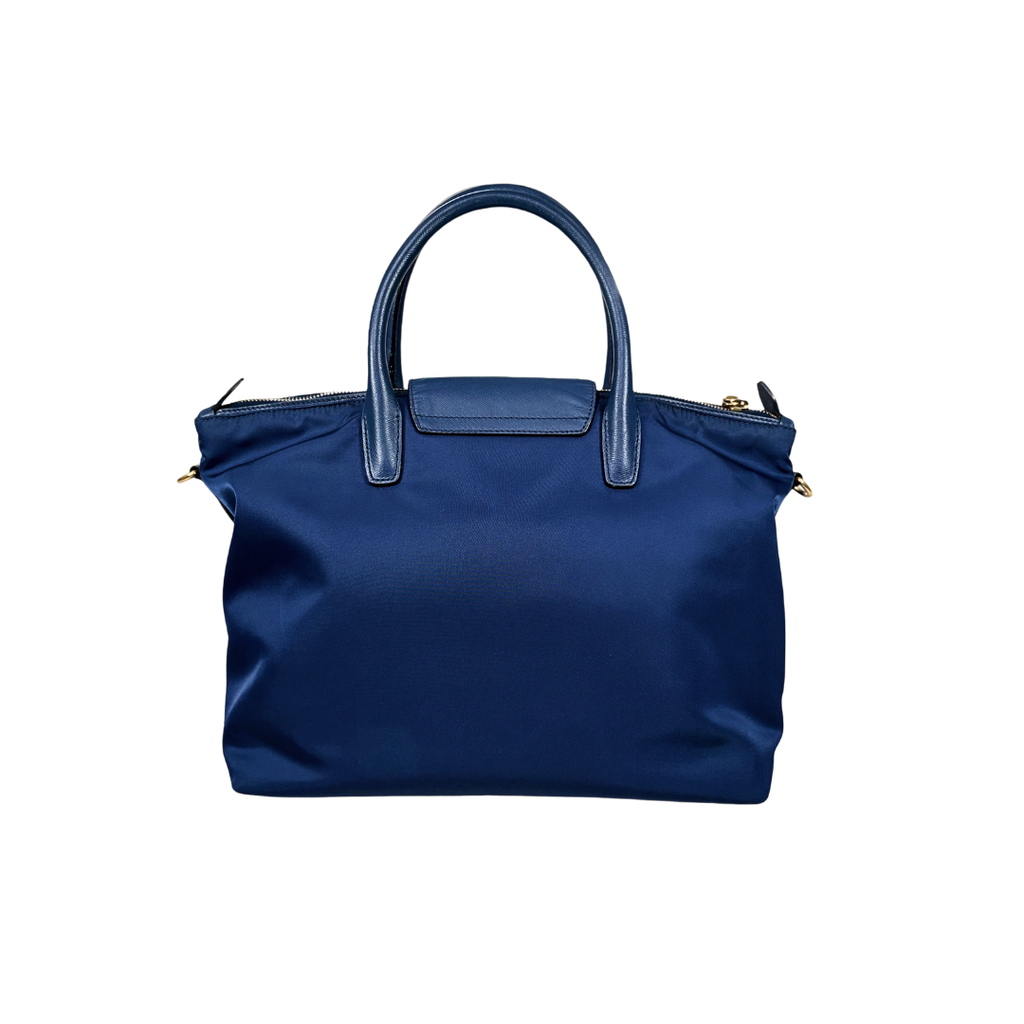 Tessuto Nylon Bag Blue Gold Hardware