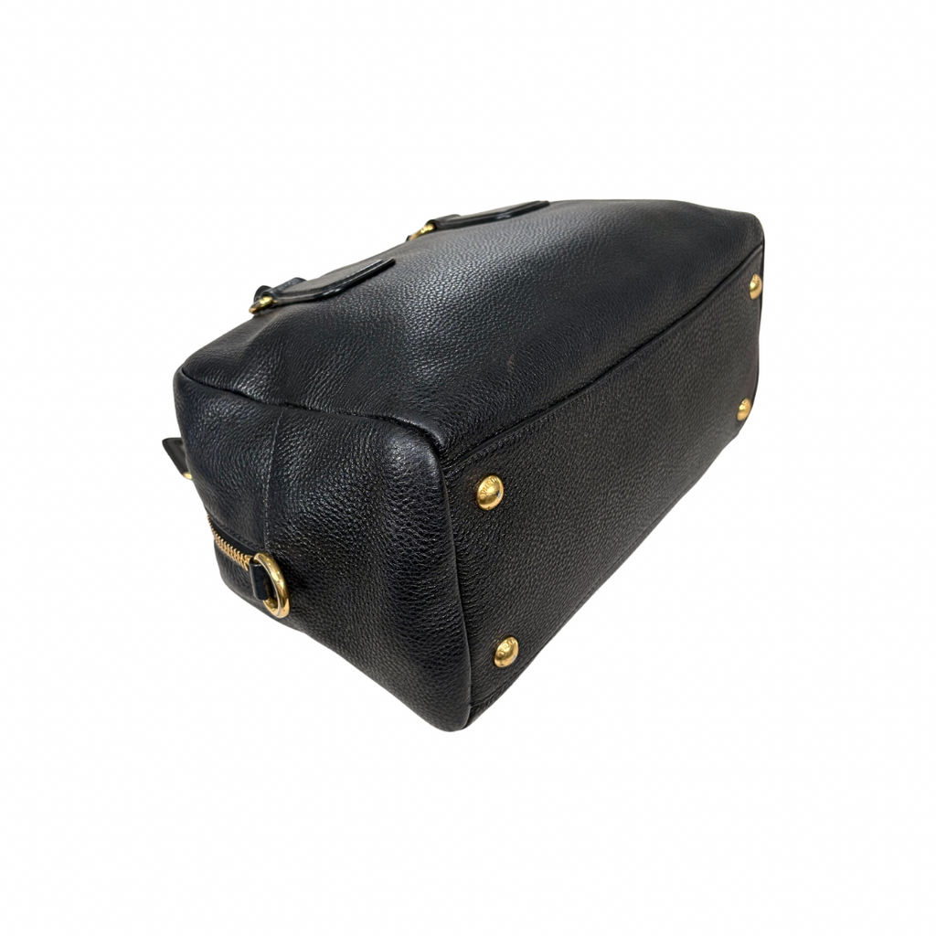 Bauletto Bag Vitello Black Daino Leather Gold Hardware
