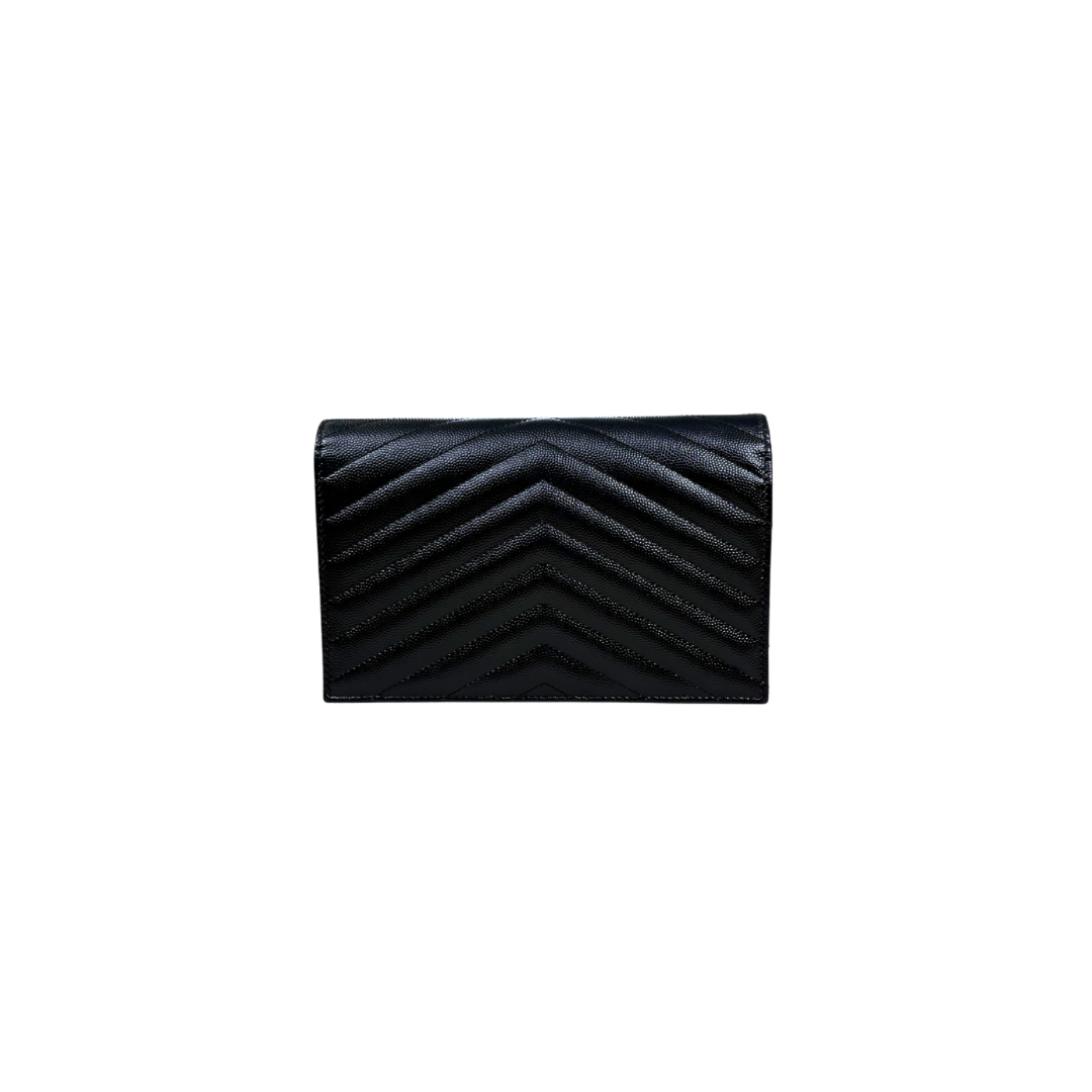 Cassandre Wallet On Chain Small Black Caviar Leather Gold Hardware