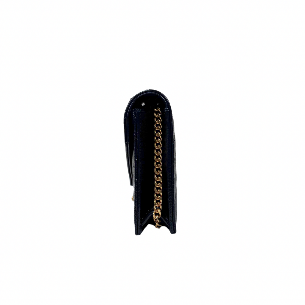 Cassandre Wallet On Chain Small Black Caviar Leather Gold Hardware