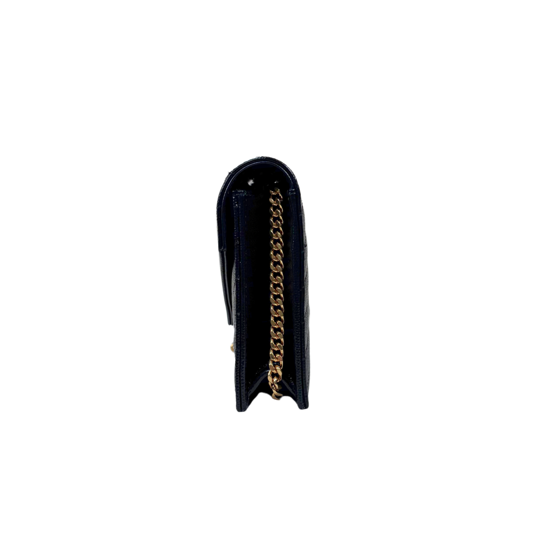 Cassandre Wallet On Chain Small Black Caviar Leather Gold Hardware