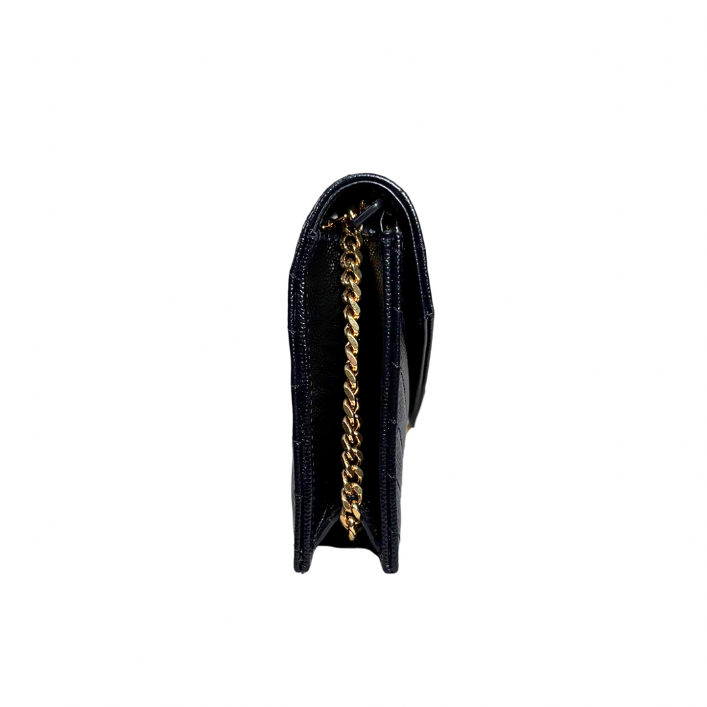 Cassandre Wallet On Chain Small Black Caviar Leather Gold Hardware