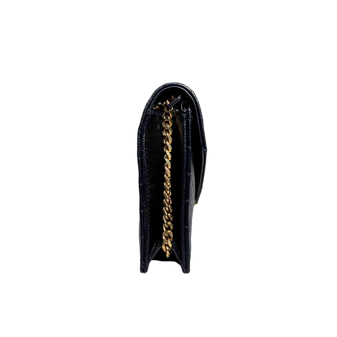 Cassandre Wallet On Chain Small Black Caviar Leather Gold Hardware