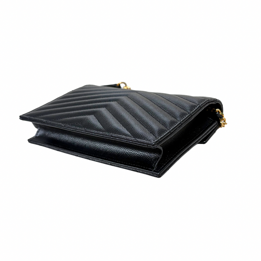 Cassandre Wallet On Chain Small Black Caviar Leather Gold Hardware