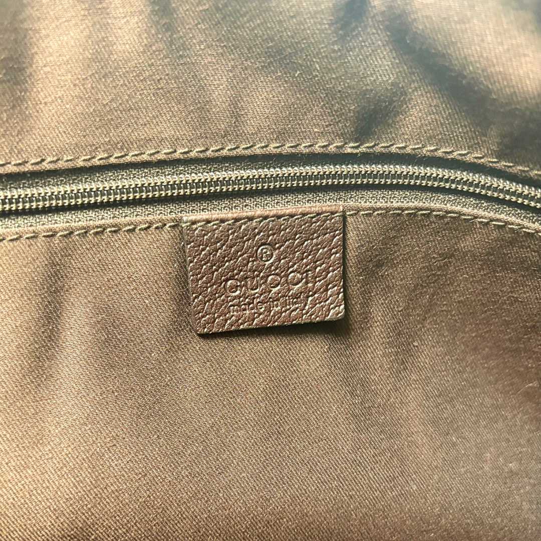 Abbey D-Ring Brown GG Canvas Silver Hardware