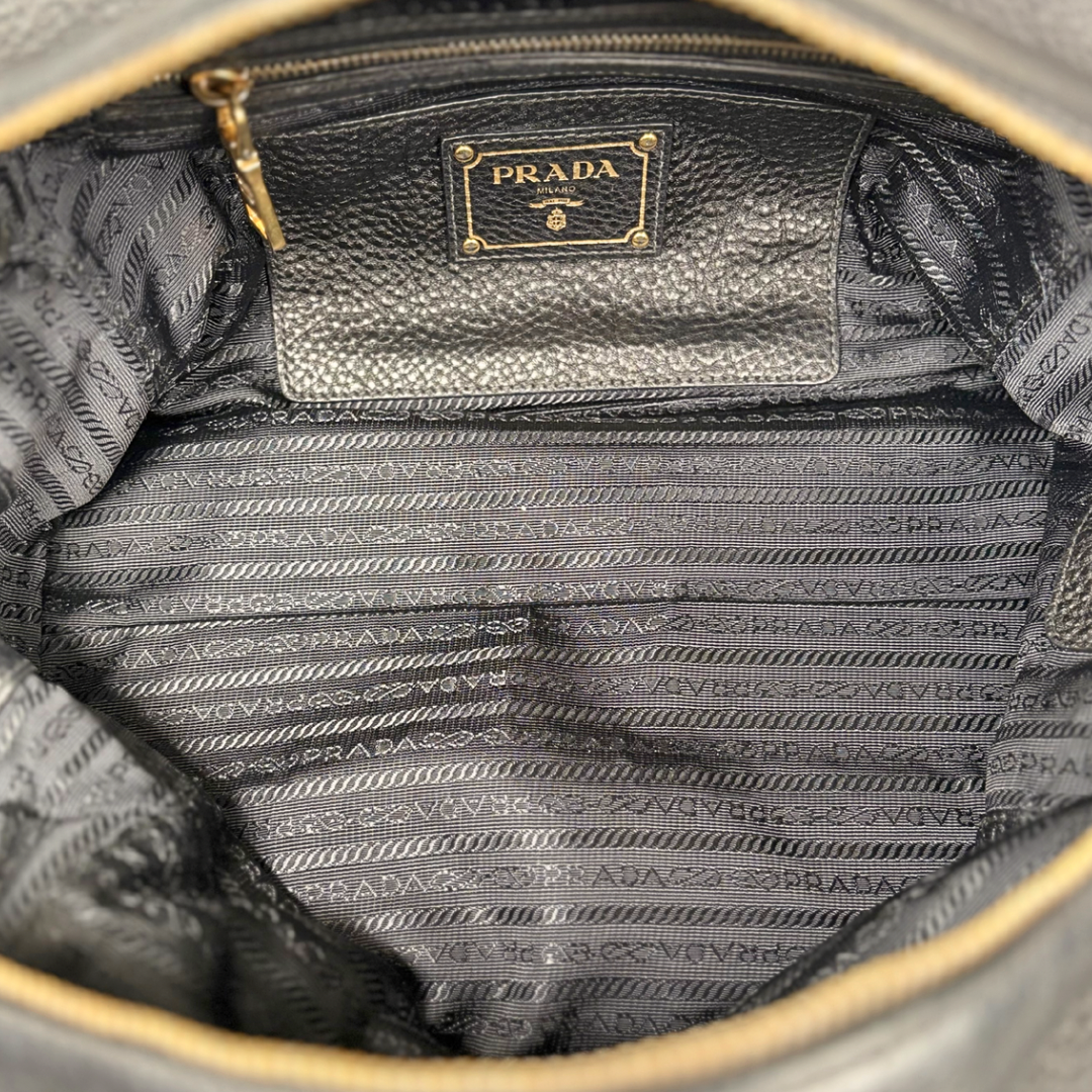 Bauletto Bag Vitello Black Daino Leather Gold Hardware