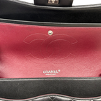 Classic Double Flap Jumbo Black Lambskin Leather Silver Hardware Series 26