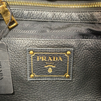 Vitello Daino Tote Bag Black Gold Hardware