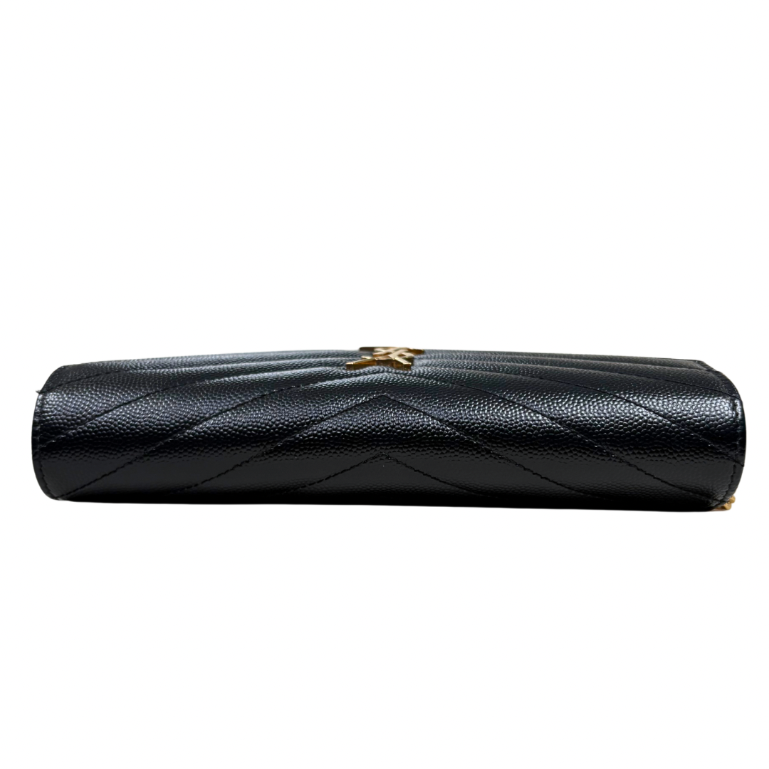 Cassandre Wallet On Chain Small Black Caviar Leather Gold Hardware