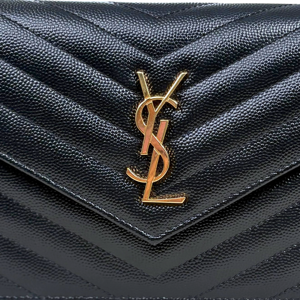 Cassandre Wallet On Chain Small Black Caviar Leather Gold Hardware