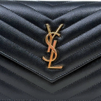 Cassandre Wallet On Chain Small Black Caviar Leather Gold Hardware