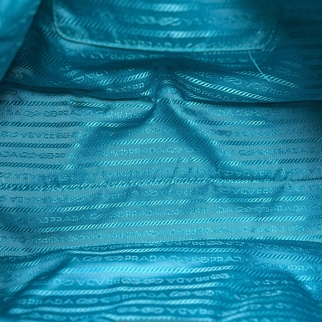 Vitello Daino Leather Bag Turquoise Gold Hardware