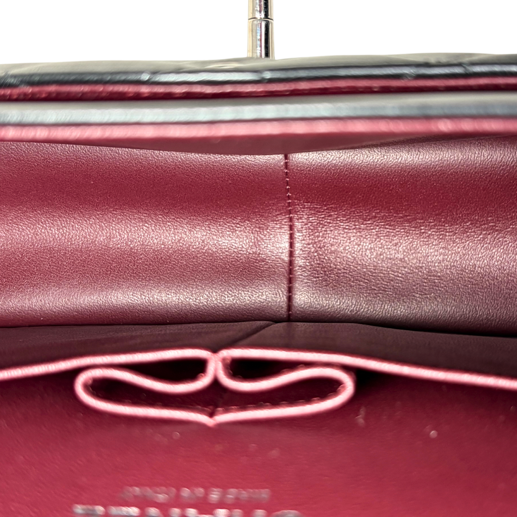 Classic Double Flap Jumbo Black Lambskin Leather Silver Hardware Series 26