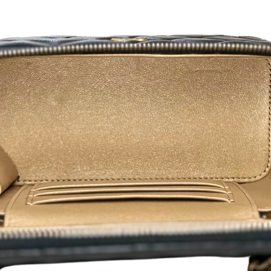 Vanity Case Pearl Crush Lambskin Leather Gold Hardware Microchip