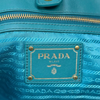 Vitello Daino Leather Bag Turquoise Gold Hardware