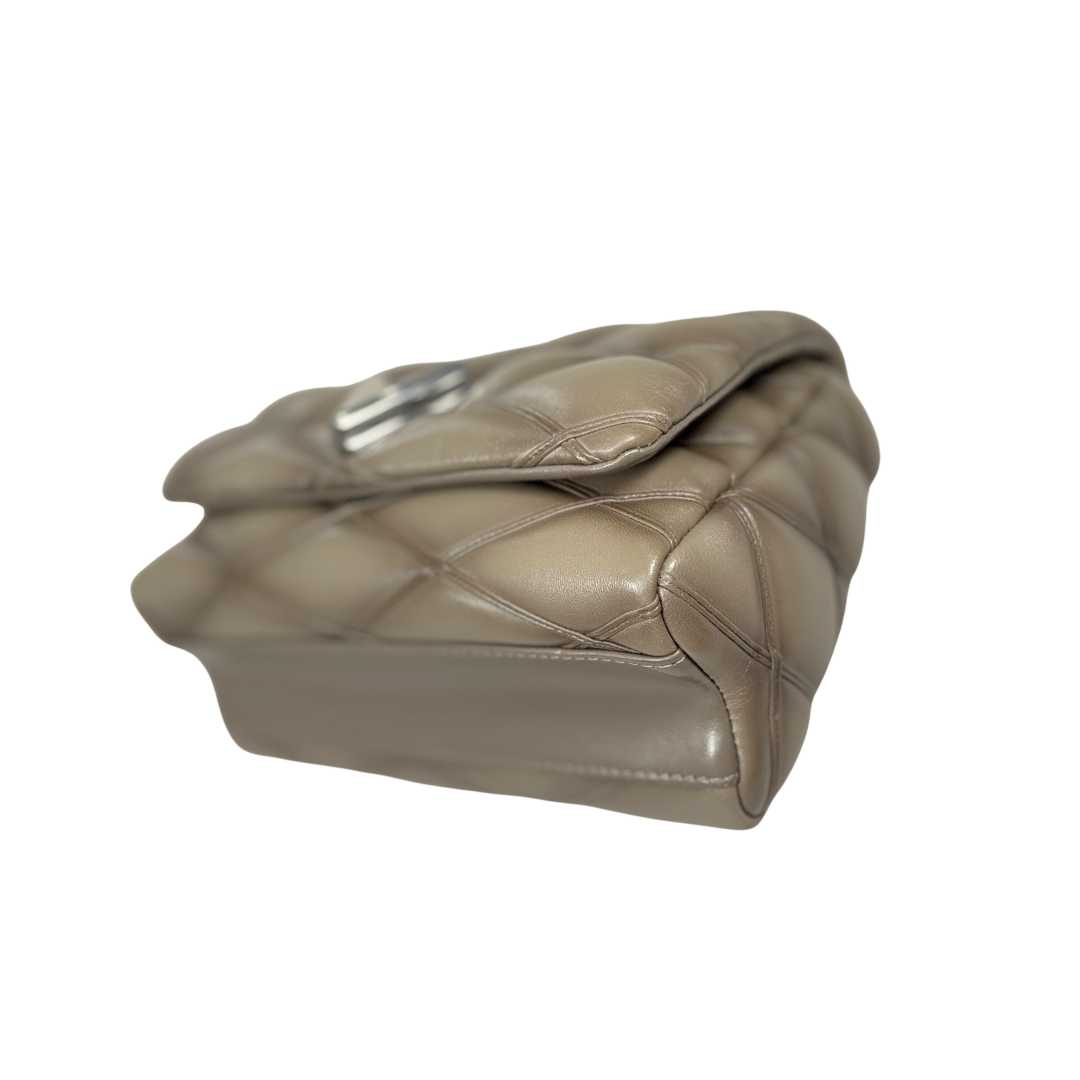 Go 14 MM Mallatage Khaki Lambskin Leather Silver Hardware