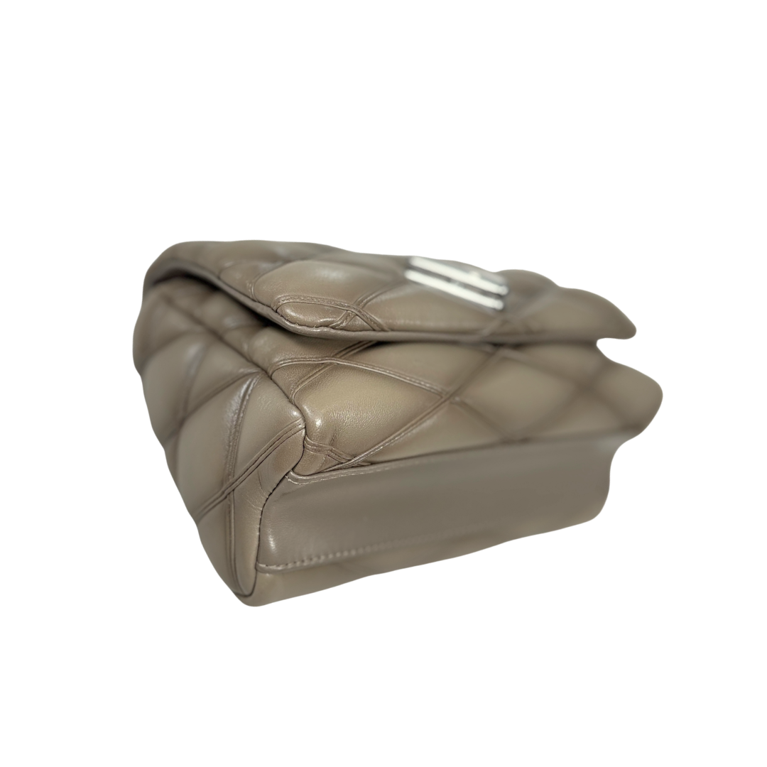 Go 14 MM Mallatage Khaki Lambskin Leather Silver Hardware