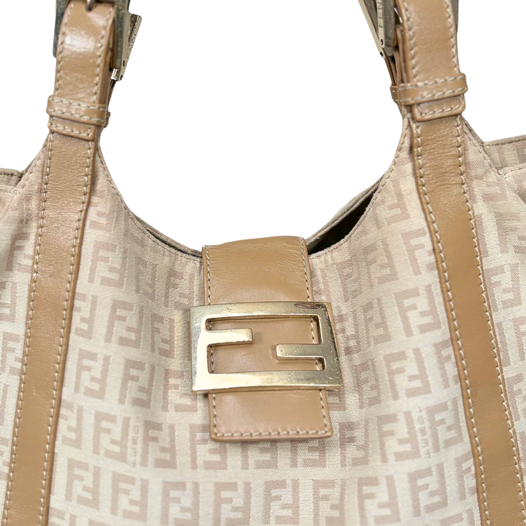 Zucchino Piccola Beige Monogram Shoulder Bag Gold Hardware