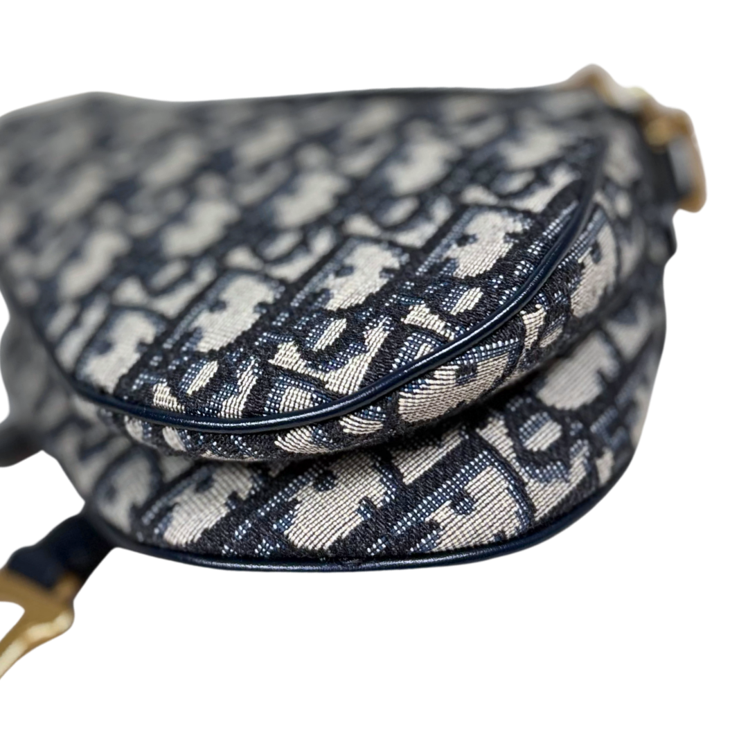 Mini Saddle Bag Oblique Jacquard Gold Hardware