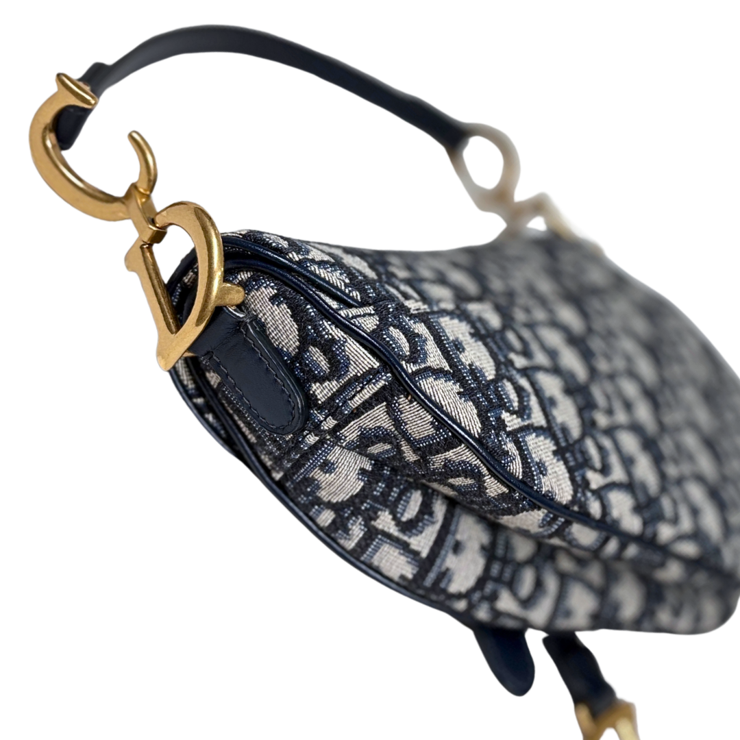 Mini Saddle Bag Oblique Jacquard Gold Hardware