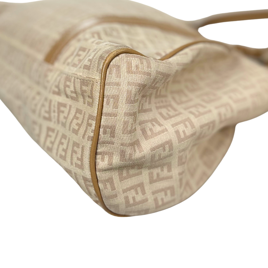 Zucchino Piccola Beige Monogram Shoulder Bag Gold Hardware