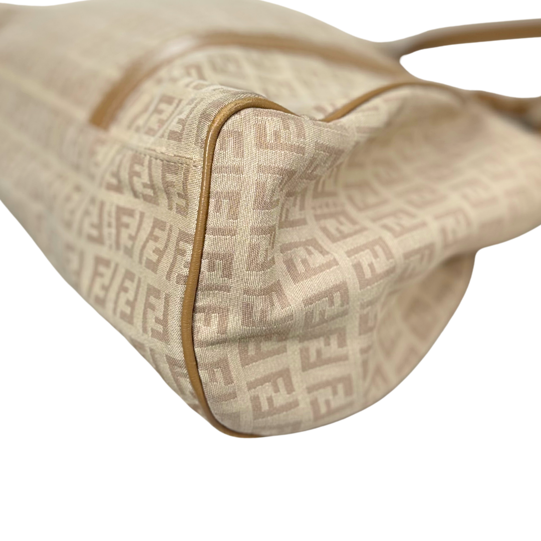 Zucchino Piccola Beige Monogram Shoulder Bag Gold Hardware