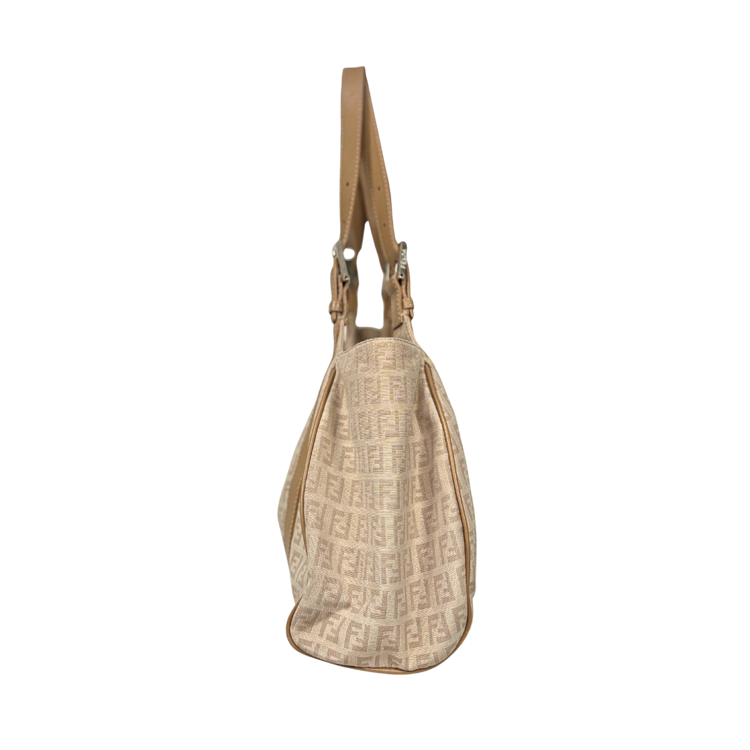 Zucchino Piccola Beige Monogram Shoulder Bag Gold Hardware