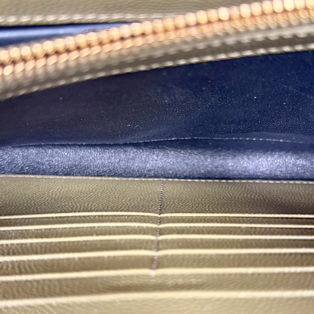 Envelope Small Olive Green Caviar Leather Gold Hardware