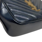 Camera Bag Chevron Black Calfskin Leather Gold Hardware