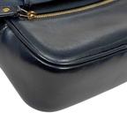 Camera Bag Chevron Black Calfskin Leather Gold Hardware