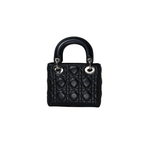 Lady Dior Mini Black Lambskin Leather Silver Hardware