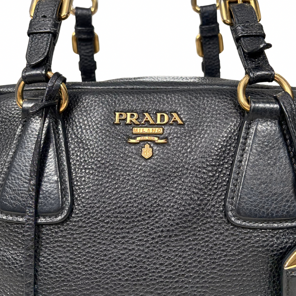Bauletto Bag Vitello Black Daino Leather Gold Hardware