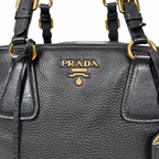 Bauletto Bag Vitello Black Daino Leather Gold Hardware