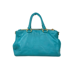 Vitello Daino Leather Bag Turquoise Gold Hardware