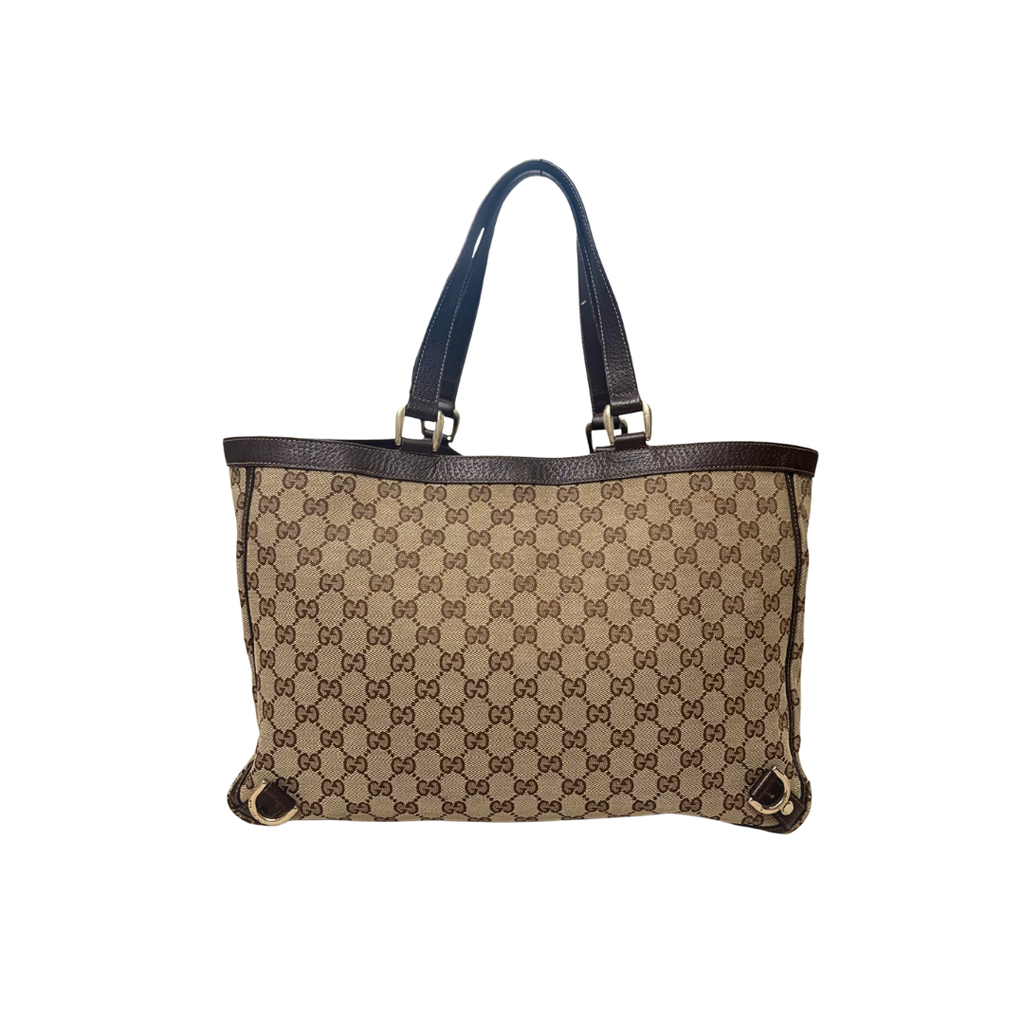 Abbey D-Ring Brown GG Canvas Silver Hardware