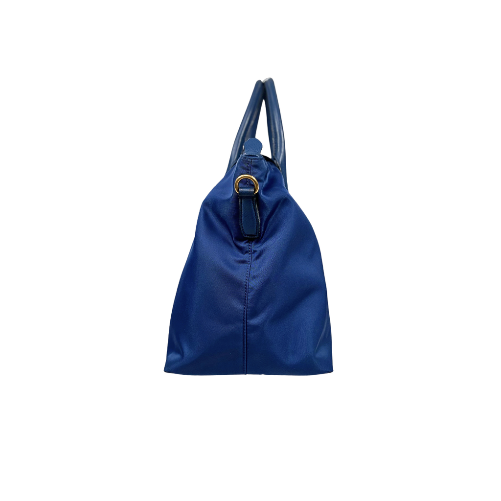 Tessuto Nylon Bag Blue Gold Hardware