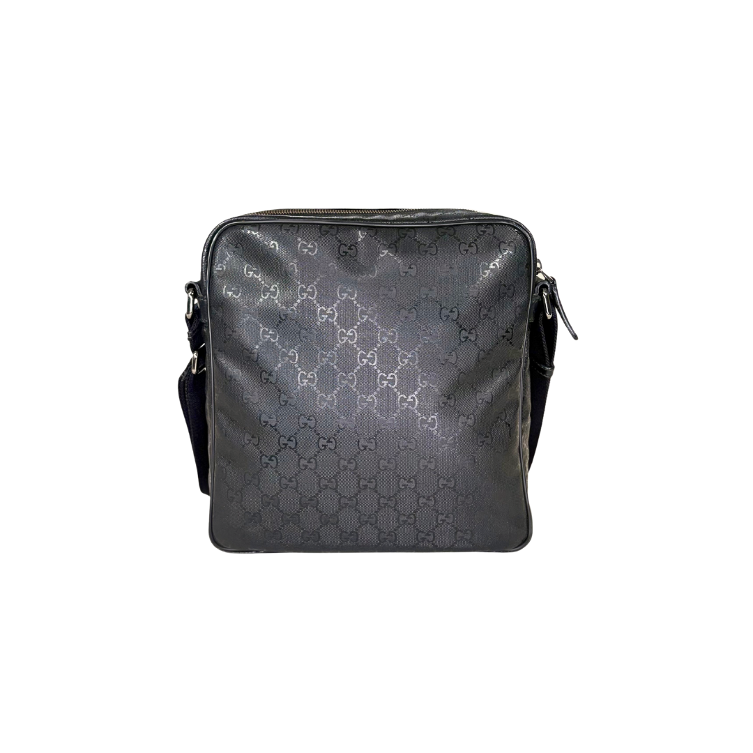 Imprime Messenger Bag Black GG Coated Canvas Silver-Tone Hardware
