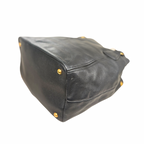Vitello Daino Tote Bag Black Gold Hardware